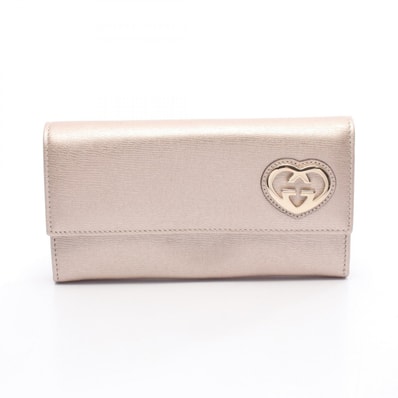 グッチ GUCCI ラブリー 二つ折り長財布 財布 レザー レディース ピンク系 251861 【中古】