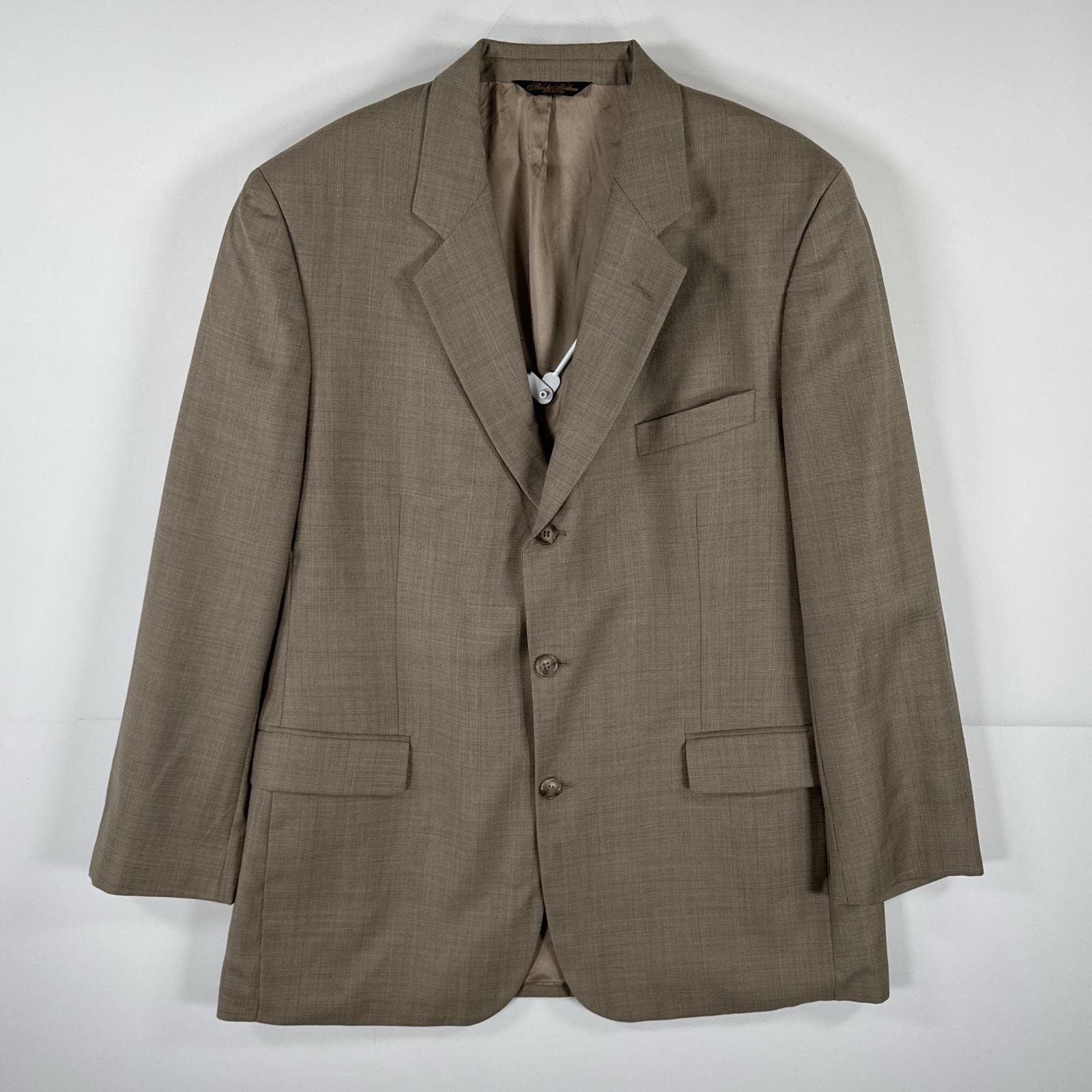 古着 ブルックスブラザーズ Brooks Brothers テーラードジャケット ブレザー ウール スーツ 43R  ベージュ チェック メンズ