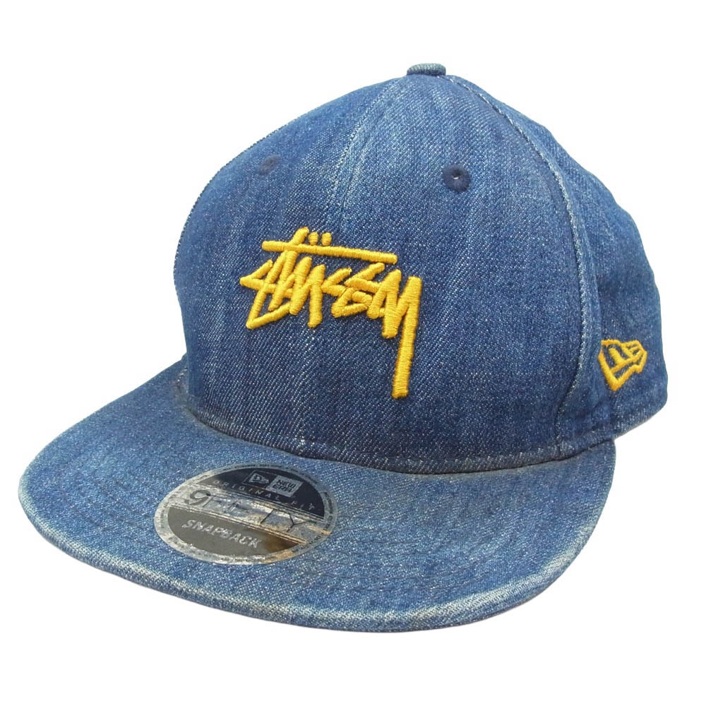 STUSSY ステューシー ロゴ刺繍 デニム キャップ 帽子 インディゴブルー系 8.5D【中古】