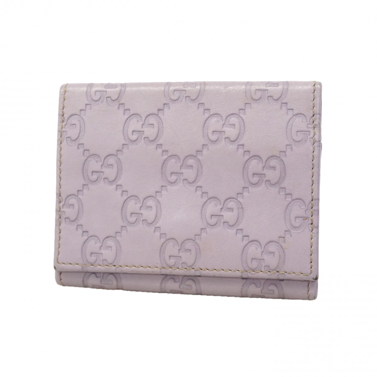★SALE【6gd3864-k】グッチ カードケース グッチシマ 120965 レザー パープル ゴールド金具【中古】レディース