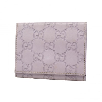 ★SALE【6gd3864-k】グッチ カードケース グッチシマ 120965 レザー パープル ゴールド金具【中古】レディース
