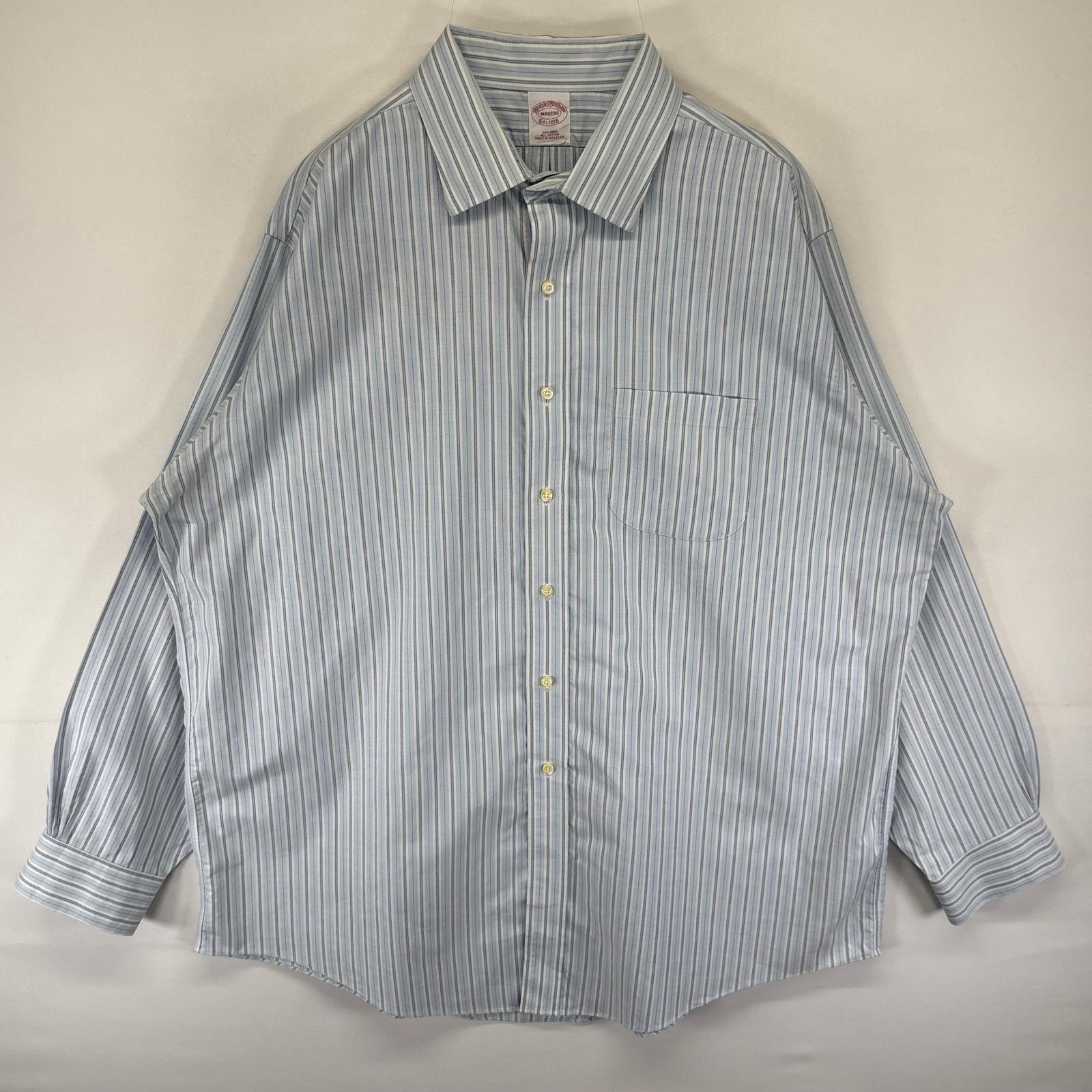 古着 ブルックスブラザーズ Brooks Brothers 長袖シャツ 1818 胸ポケット MAKERS  ブルー系 ストライプ メンズ
