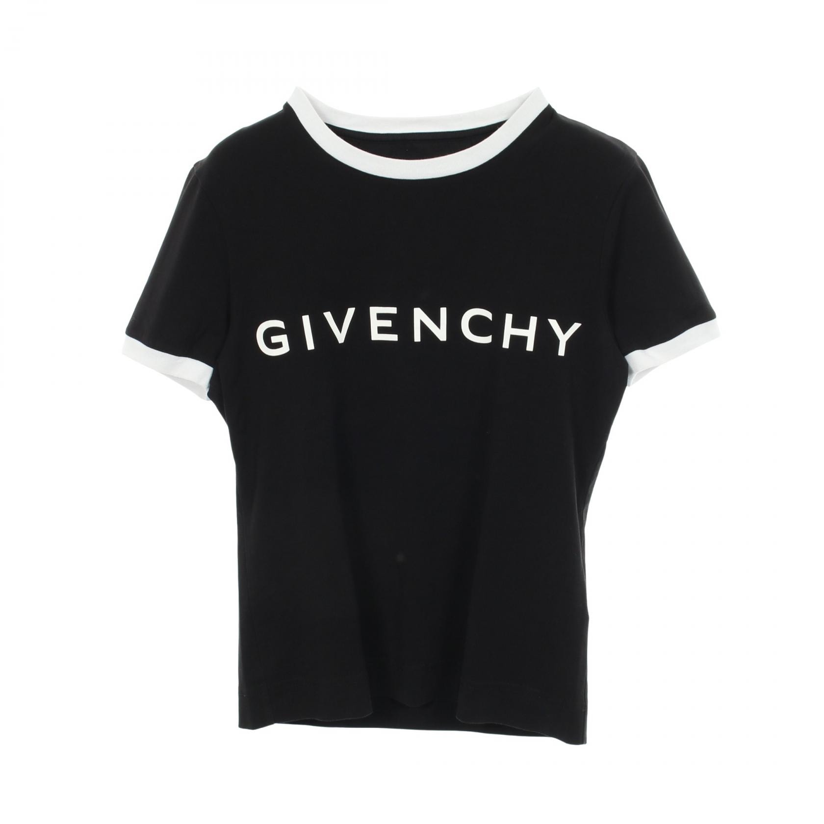 ジバンシィ GIVENCHY ロゴプリント 半袖Tシャツ 衣料品 トップス コットン レディース ブラック系 BW70BF3YAC 【中古】