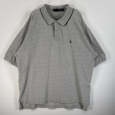 古着 90's/90年代 ノーティカ NAUTICA 鹿の子 半袖 ポロシャツ ロゴ 刺繍 大きいサイズ 2ボタン 14041 グレー 無地 メンズ