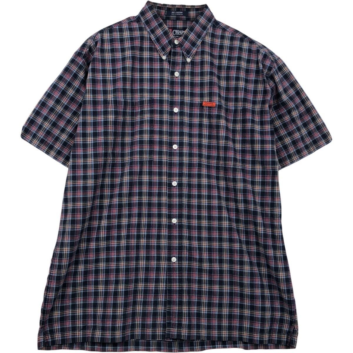 古着 ラルフローレン Ralph Lauren CHAPS チャップス 半袖 ボタンダウン チェックシャツ ボックスシャツ メンズL相当/eaa640951
