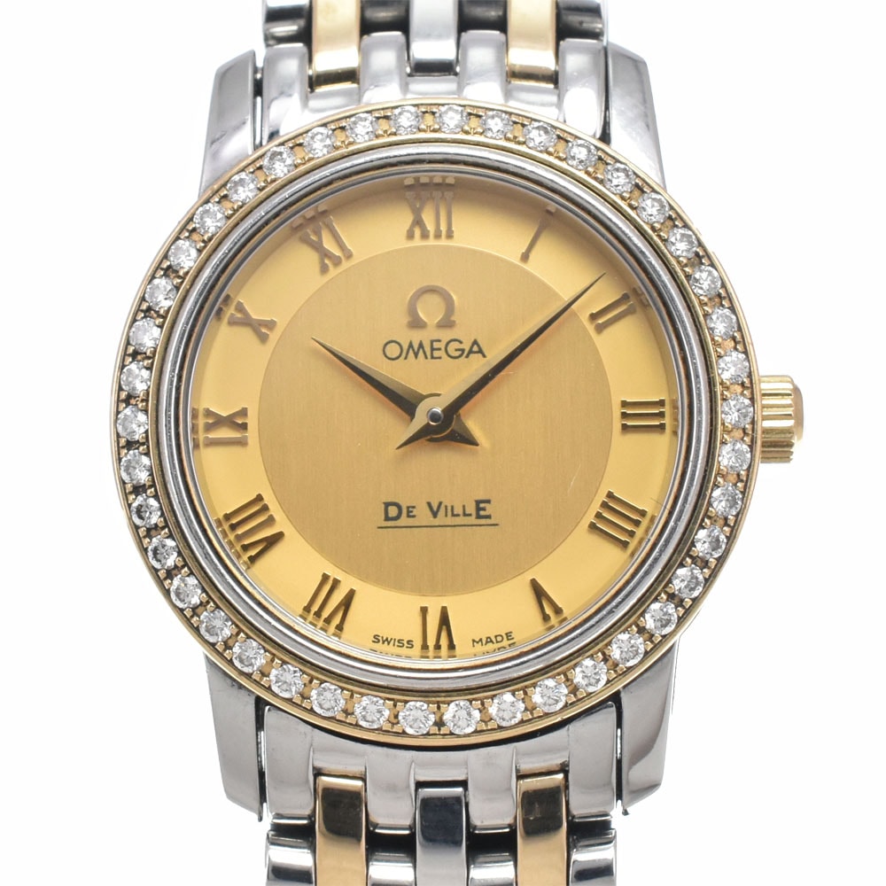 オメガ OMEGA 413.25.22.60.08.00﻿1 デビル プレステージ ダイヤモンドベゼル クォーツ レディース 美品 保証書付き 腕時計 I#150108