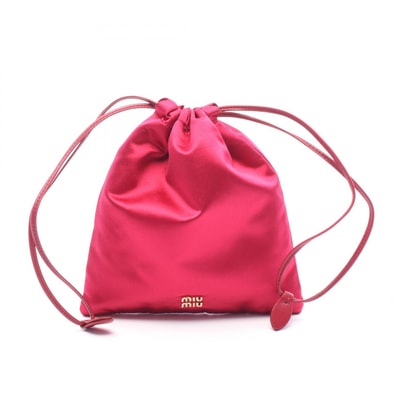 ミュウ ミュウ Miu Miu DUCHESSE ダッチェス ポーチ バッグ シルク レザー レディース レッド系 5NG010 【中古】