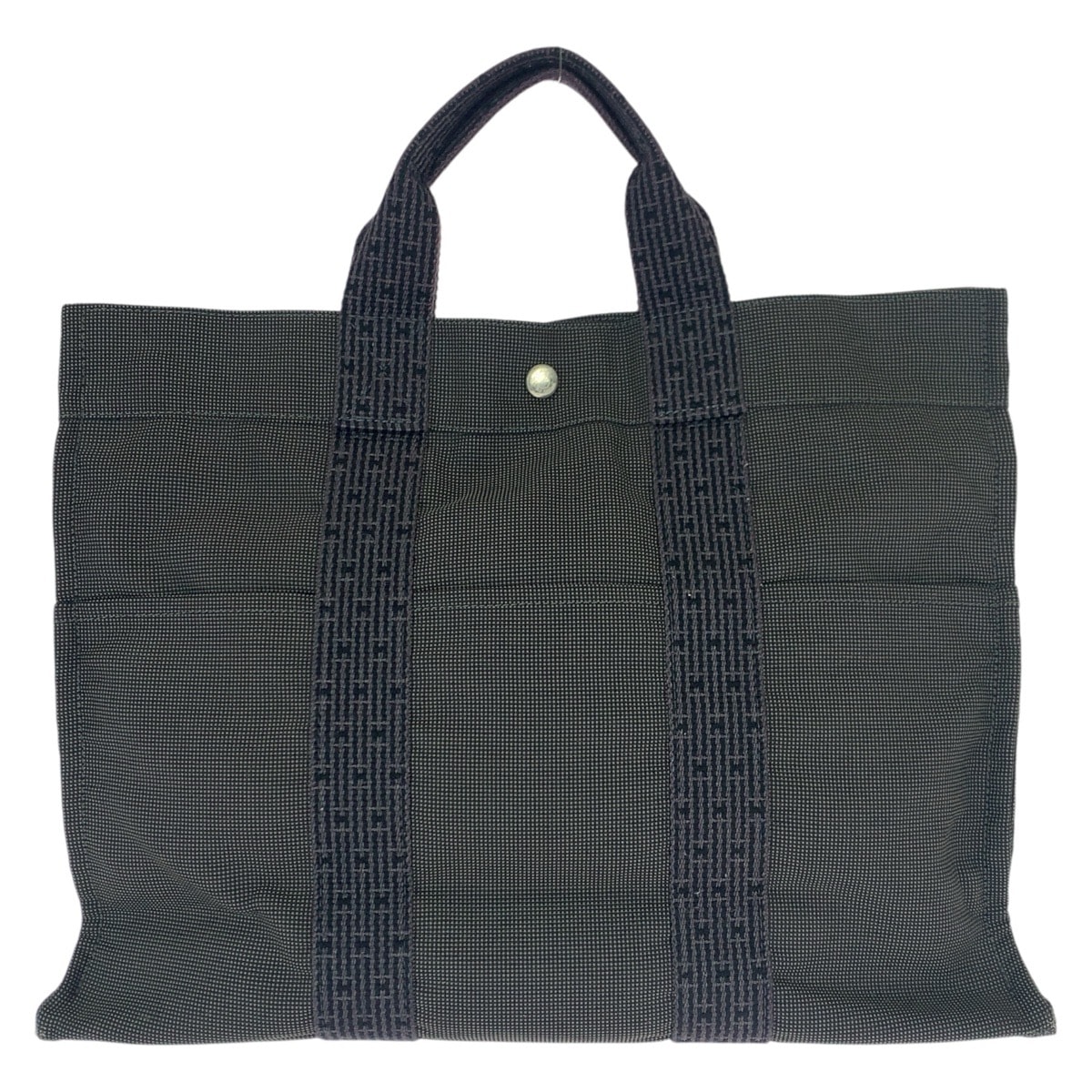 HERMES エルメス エールライン MM グレー シルバー金具 キャンバス トートバッグ 男女兼用 600832 【中古】