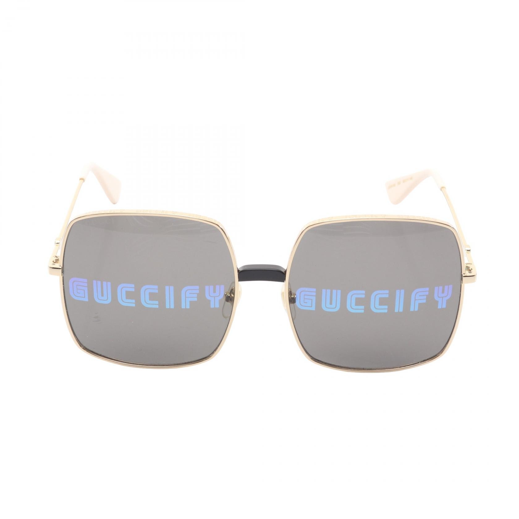 グッチ GUCCI GUCCIFY サングラス 衣料品 GP / プラスチック レディース ゴールド系 / アイボリー系 【中古】