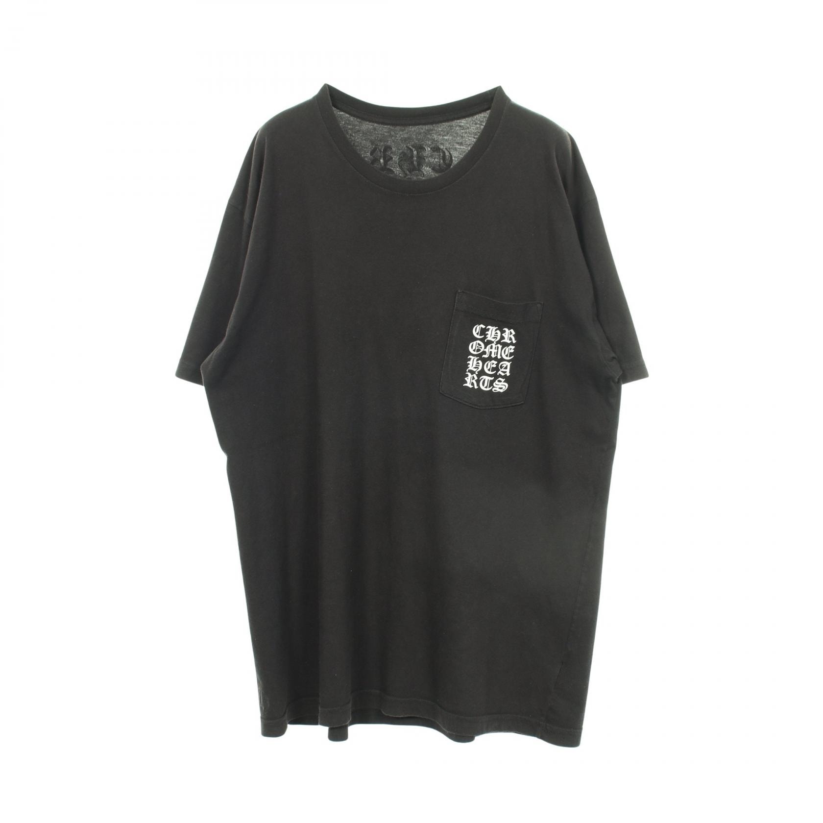クロムハーツ CHROME HEARTS バーティカルロゴ 半袖Tシャツ 衣料品 トップス コットン メンズ ブラック系 【中古】
