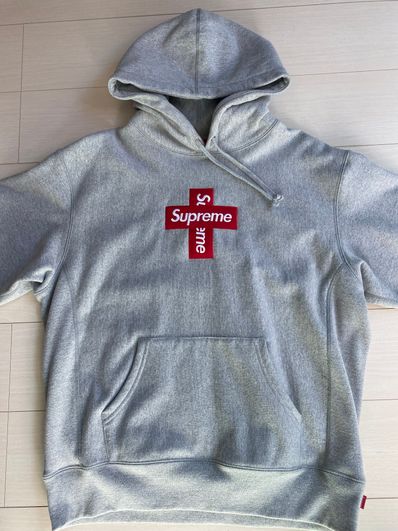 Supreme Cross Box Logo Hooded Sweatshirt "Grey"