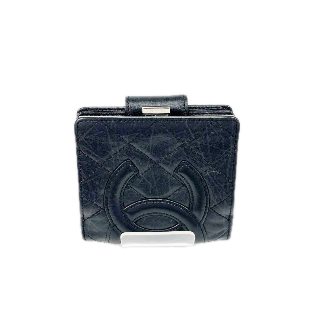 CHANEL シャネル 2つ折り財布 カンボンライン ココマーク キズ・ヨゴレ有  ブラック