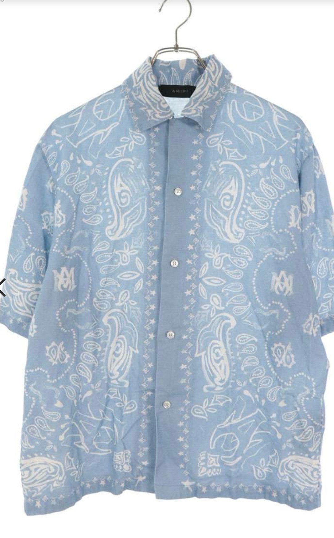 AMIRI Bandana Watercolor Camp Shirt "Cerulean"