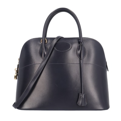 エルメス ボリード35 ショルダーバッグ ボックスカーフ ネイビー レディース HERMES 中古