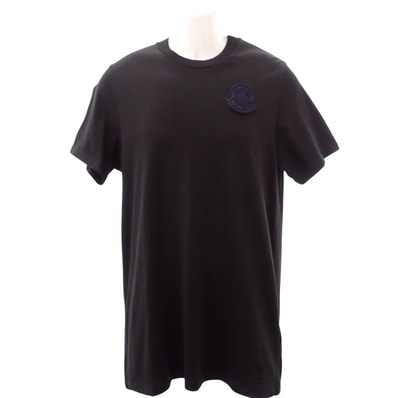 モンクレール ワッペンTシャツ M コットン ブラック メンズ【中古】【Aランク】
