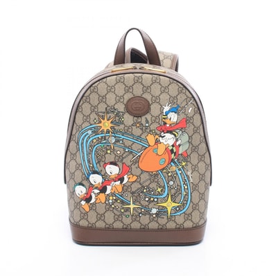 グッチ GUCCI GUCCI × Disney ドナルドダック GGスプリーム リュックサック バックパック バッグ PVCコーティングキャンバス レザー レディース ベージュ系 / ブラウン系 / マルチカラー 552884 【中古】