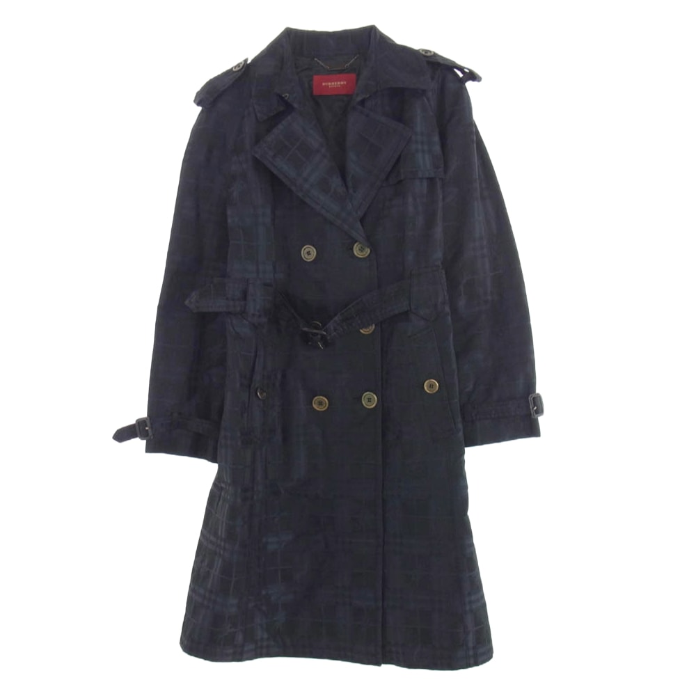 BURBERRY LONDON バーバリー ロンドン トレンチコート 223TD90 赤タグ チェック トレンチ コート ネイビー系 40【中古】