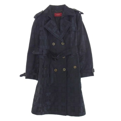 BURBERRY LONDON バーバリー ロンドン トレンチコート 223TD90 赤タグ チェック トレンチ コート ネイビー系 40【中古】