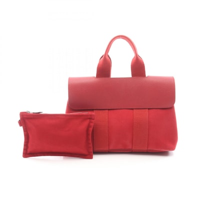 エルメス HERMES ヴァルパライソPM ハンドバッグ バッグ キャンバス レザー トワルシェブロン / ヴァッシュリエジェ トワルシェブロン □J刻印(2006年製造) レディース レッド系 【中古】