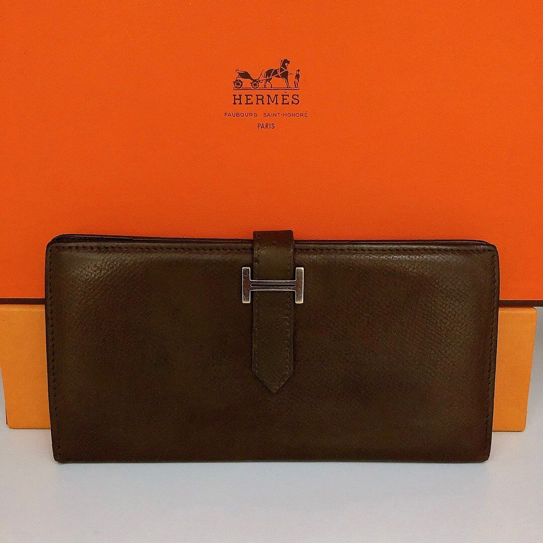 エルメス エプソン ベアンスフレ 長財布 "ダークブラウン"