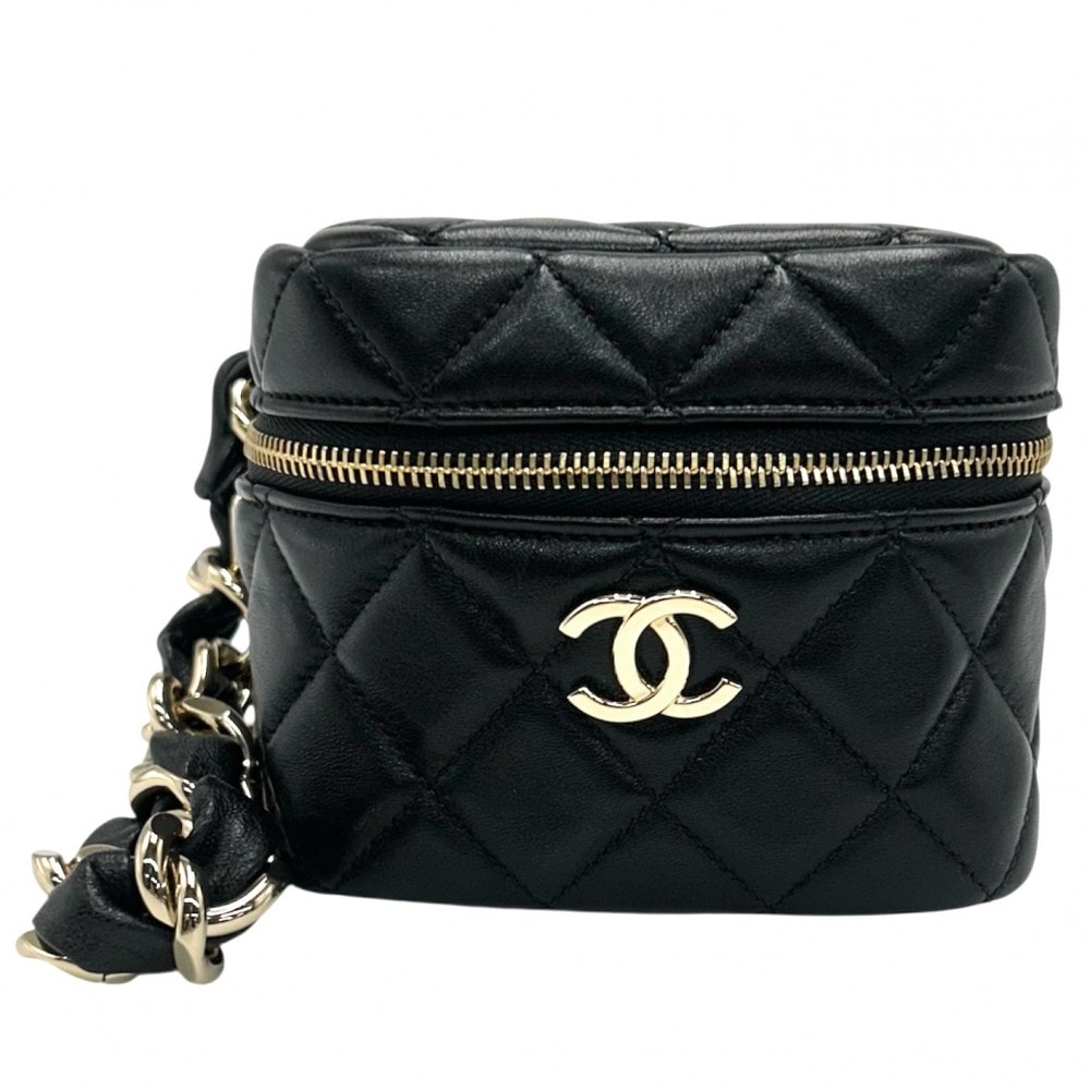 CHANEL シャネル ハンドバッグ マトラッセ ココマーク チェーンポーチ ラムスキン    ブラック 黒 ゴールド金具 レディース 美品【中古品】