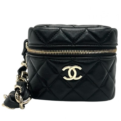 CHANEL シャネル ハンドバッグ マトラッセ ココマーク チェーンポーチ ラムスキン ブラック 黒 ゴールド金具 レディース 美品【中古品】