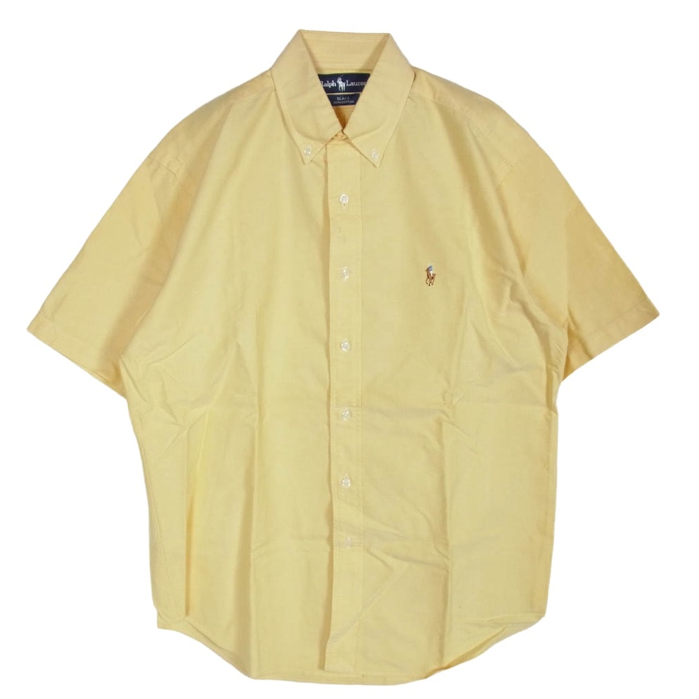 RALPH LAUREN ラルフローレン 半袖シャツ BLAKE ロゴ刺繍 ボタンダウン 半袖 シャツ イエロー系 M【中古】