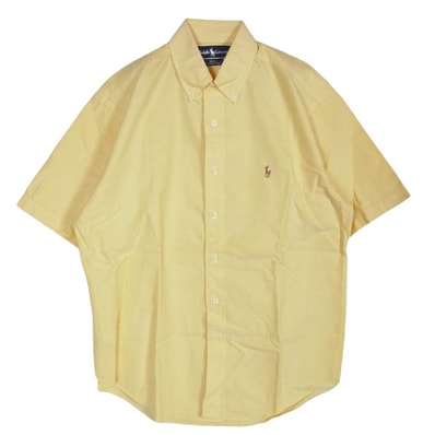 RALPH LAUREN ラルフローレン 半袖シャツ BLAKE ロゴ刺繍 ボタンダウン 半袖 シャツ イエロー系 M【中古】