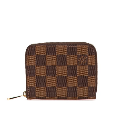 ルイ ヴィトン ダミエ ジッピーコインパース コインケース N63070 ブラウン PVC メッキ レディース LOUIS VUITTON 【中古】