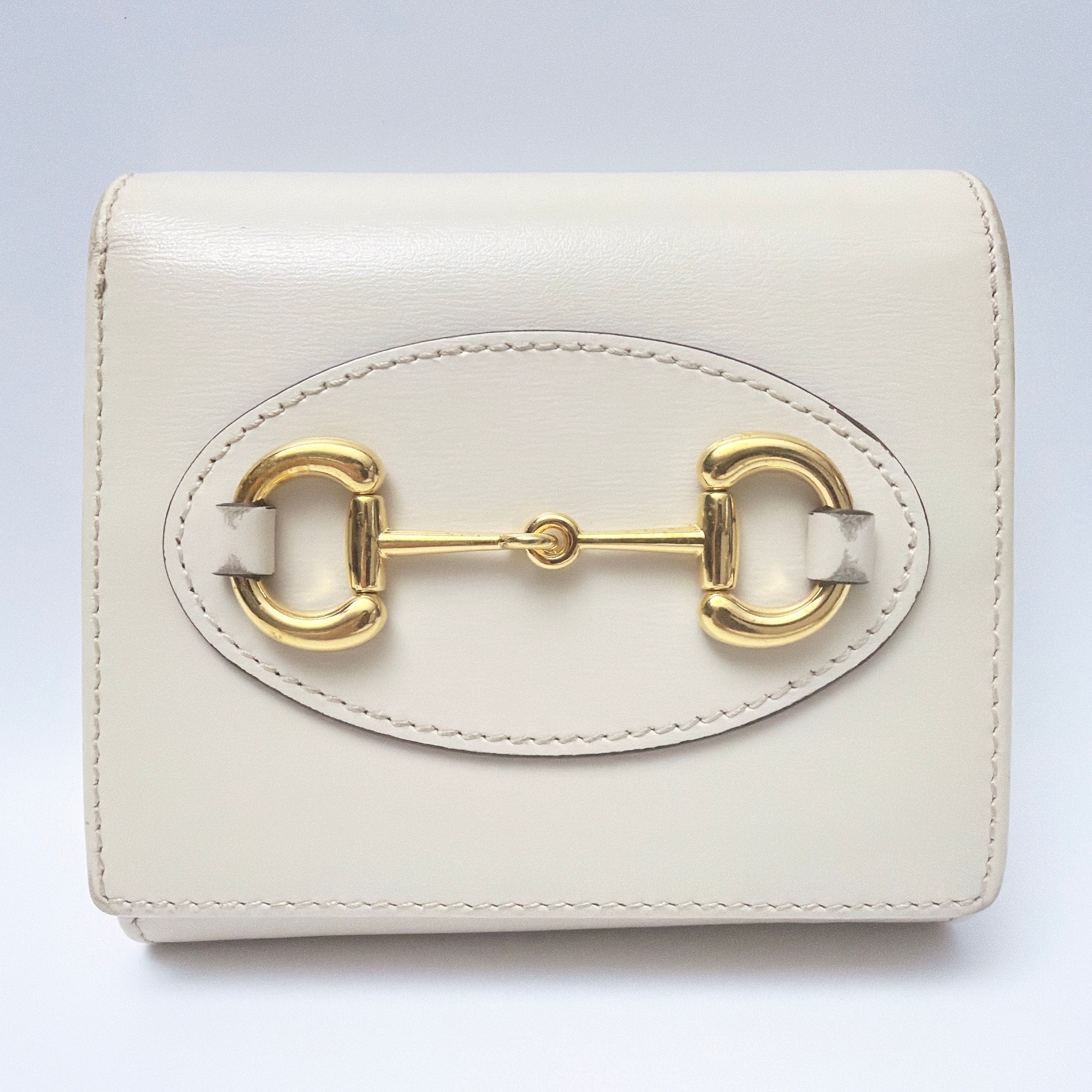 GUCCI グッチ ホースビット 1955 二つ折り財布 コンパクトウォレット 小銭入れあり クリーム ベージュ 621891 レディース