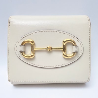 GUCCI グッチ ホースビット 1955 二つ折り財布 コンパクトウォレット 小銭入れあり クリーム ベージュ 621891 レディース