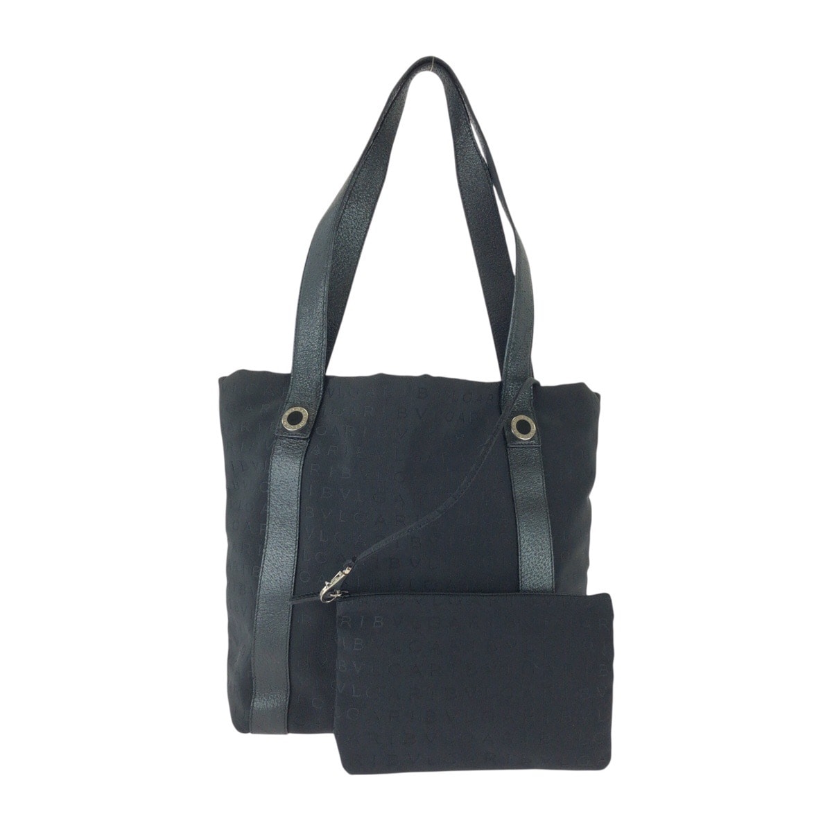 美品 BVLGARI ブルガリ ロゴマニア ブラック 黒 シルバー金具 キャンバス レザー/ トートバッグ ショルダーバッグ 604206 【中古】