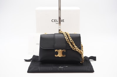 美品 CELINE セリーヌ サプルグレインドカーフスキン ミニ ヴィクトワール 10N113GGR.38NO ショルダーバッグ ブラック カーフレザー レディース