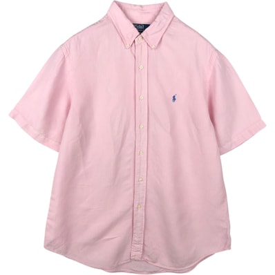 古着 ラルフローレン Ralph Lauren POLO by Ralph Lauren CUSTOM FIT 半袖 リネン ボタンダウンシャツ メンズXL相当/eaa648023
