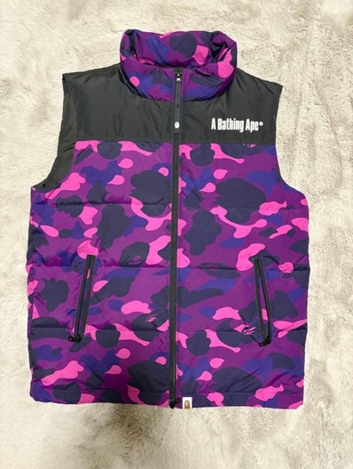 A BATHING APE Color Camo Down Vest "Purple"