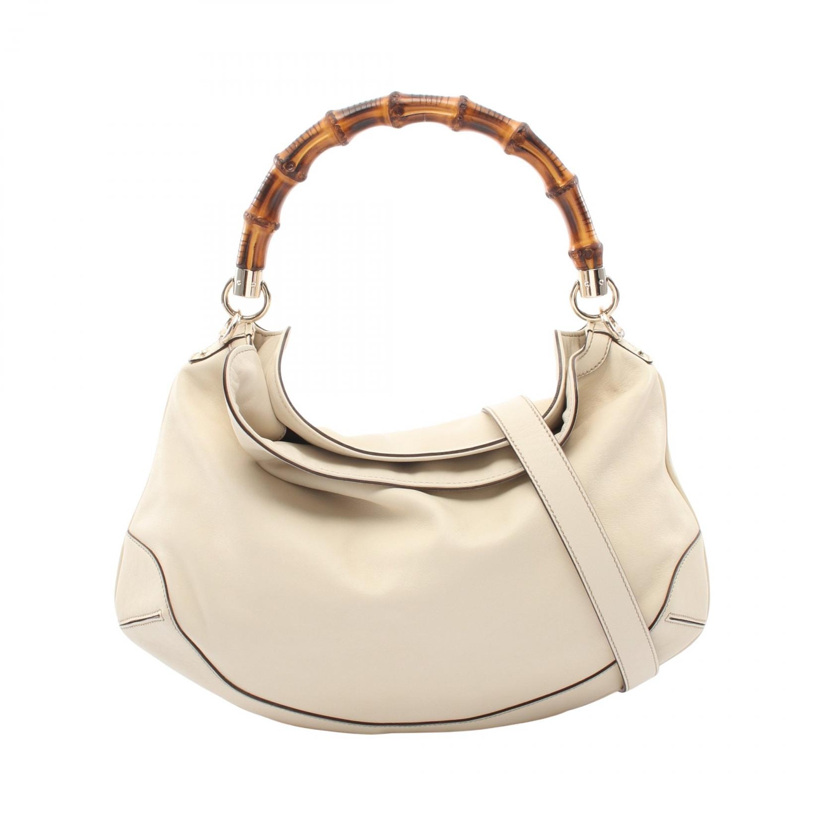 グッチ GUCCI バンブー 2WAY ハンドバッグ バッグ レザー レディース アイボリー系 169961 【中古】