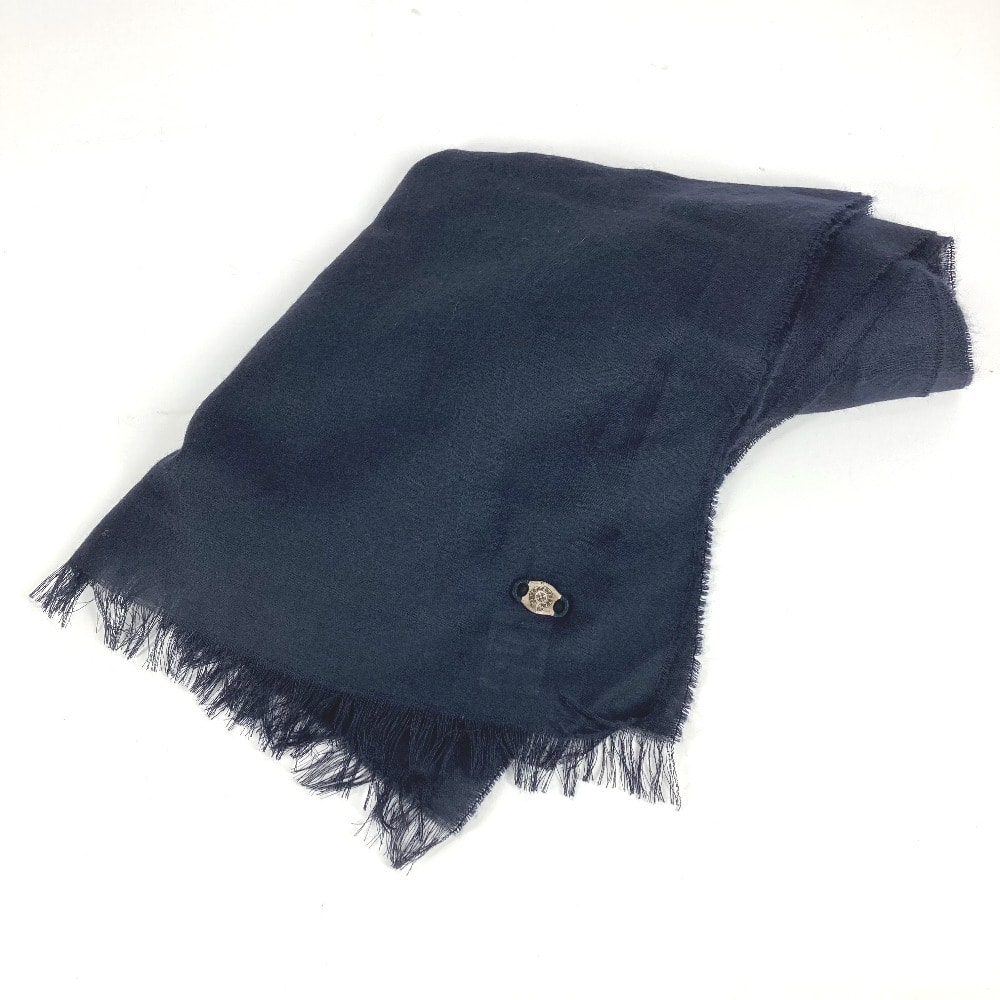 クロムハーツ CHROME HEARTS CHプラス 大判 ストール マフラー フリンジ ストール カシミヤ ネイビー