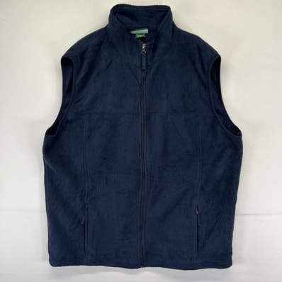 古着 エルエルビーン L.L.Bean フリース ベスト フルジップ 薄手 大きいサイズ アウトドア XL ネイビー系 無地 メンズ