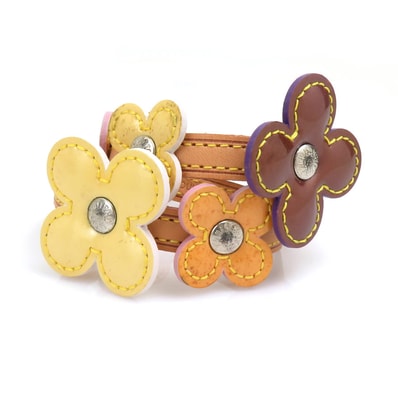 ルイ ヴィトン LOUIS VUITTON ブレスレット フラワーレキシントン レザー/パテントレザー ベージュ/マルチカラー シルバー メンズ【中古】 e61698