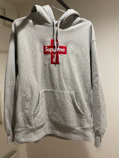 Supreme Cross Box Logo Hooded Sweatshirt "Grey"