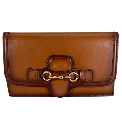 美品 GUCCI グッチ ホースビット 382275 長財布 レザー ブラウン レディース コンバーチブルウォレット【中古】