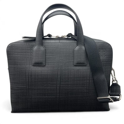 LOEWE 希少 極美品 ロエベ GOYA ゴヤ スリム 2way ブリーフケース ショルダーバッグ 337.12.P57 レザー ブラック シルバー金具 ビジネスバッグ Aランク 中古 鑑定済 ロエベバッグ