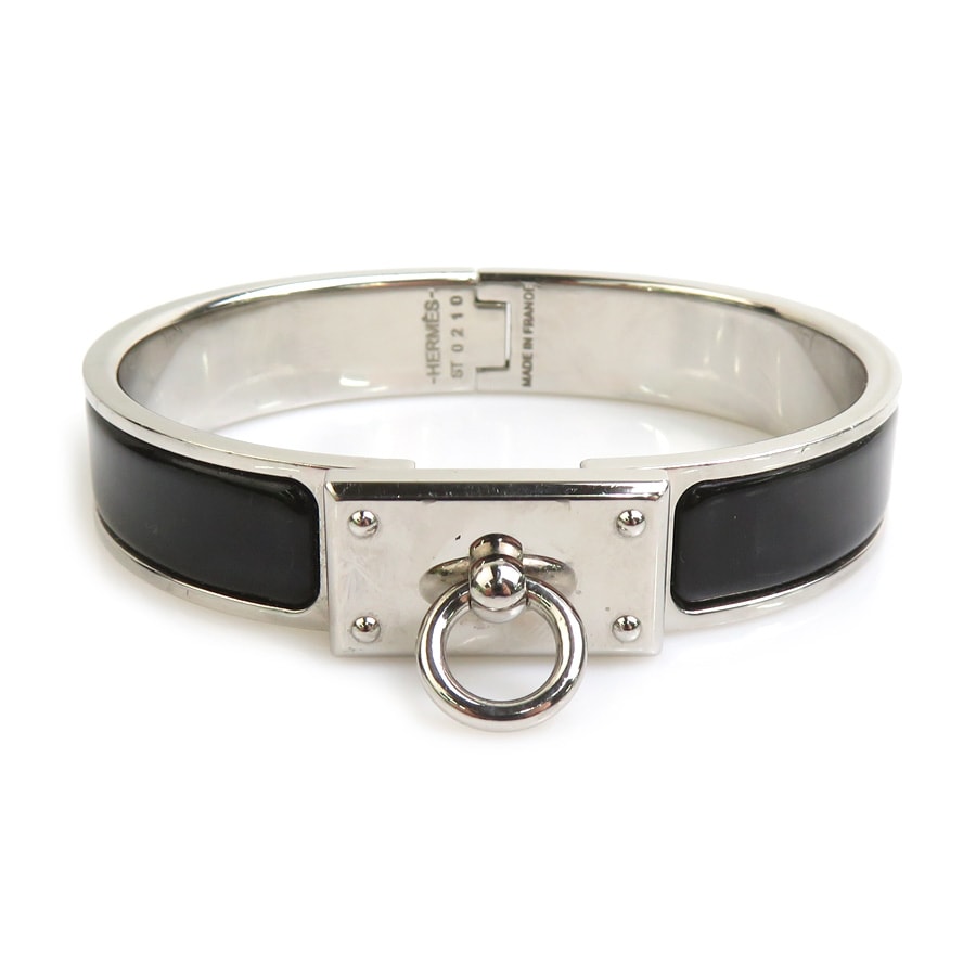 エルメス HERMES バングル ブレスレット クリック アノー メタル/エナメル シルバー/ブラック レディース【中古】 e61513a