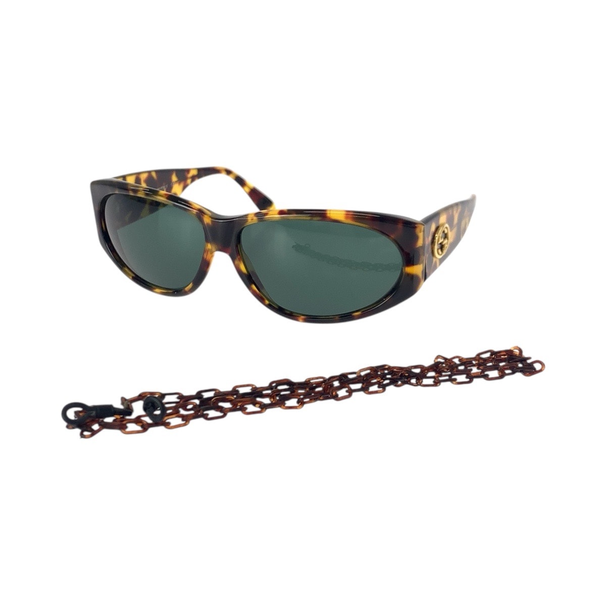 GUCCI グッチ ベッコウ柄 ブラウン ゴールド金具 プラスチック サングラス メガネ 男女兼用 オーバル 506773 【中古】