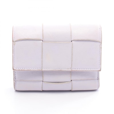 ボッテガヴェネタ BOTTEGA VENETA カセット マキシイントレチャート スモール ウォレット 三つ折り財布 財布 レザー レディース パープル系 【中古】