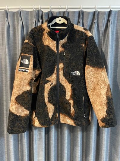 Supreme x The North Face Bleached Denim Print Fleece Jacket "Black"