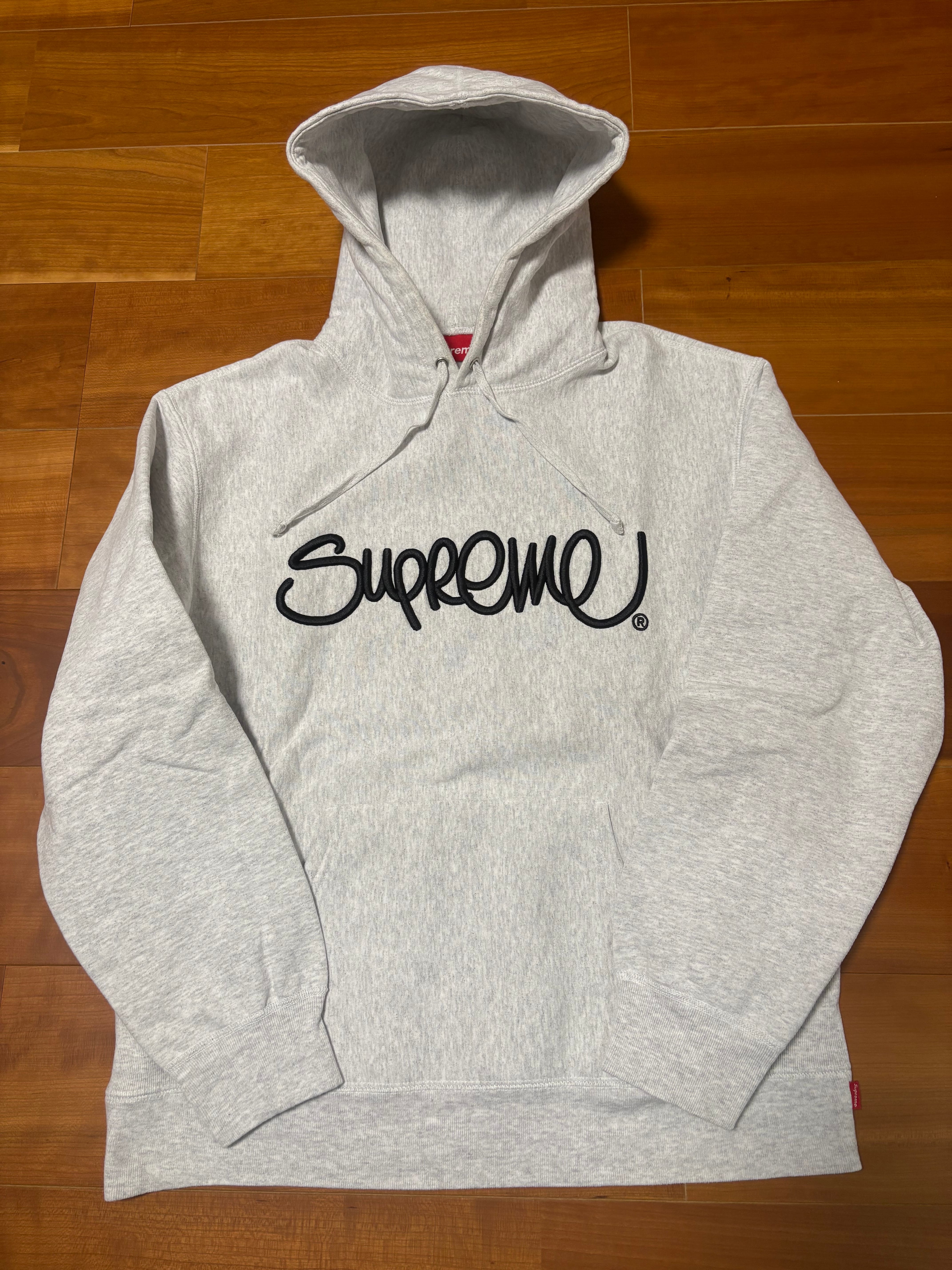 Supreme Raised Handstyle Hooded Sweatshirt "Ash Grey"
