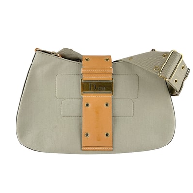 クリスチャンディオール Christian Dior ショルダーバッグ ストリート シック キャンバス/レザー グリーン系/ブラウン レディース【中古】 z9612