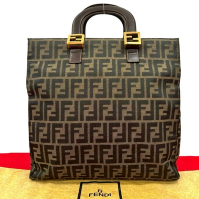 FENDI フェンディ ズッカ FF 柄 キャンバス レザー ハンドバッグ ブラウン
18803