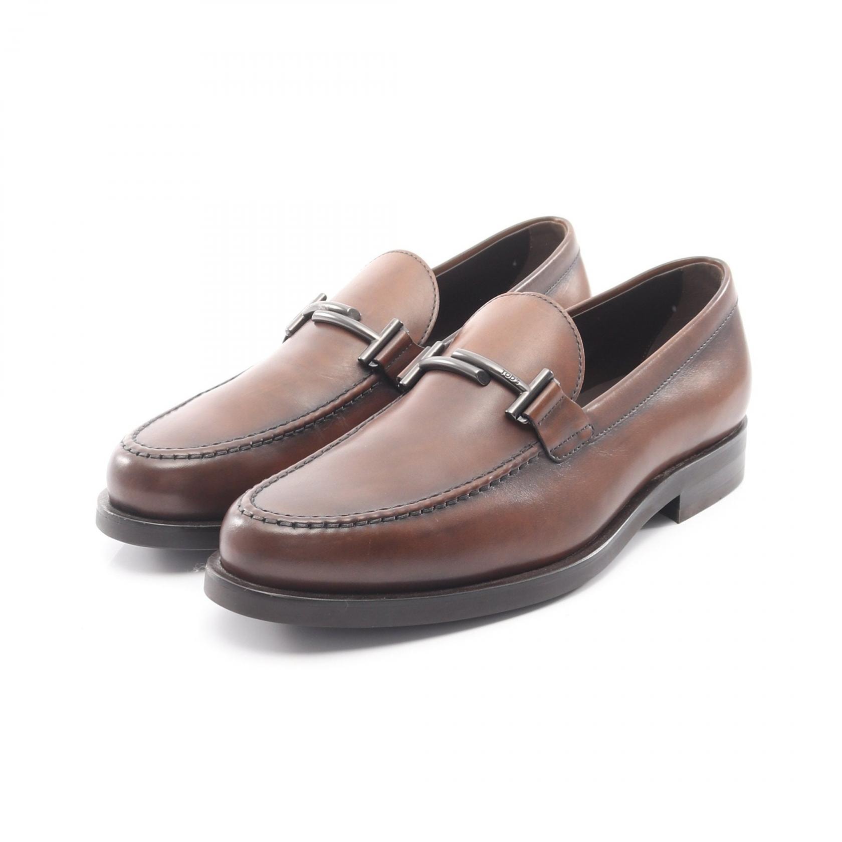 トッズ TOD'S ダブルT ローファー 靴 レザー メンズ ブラウン系 【中古】